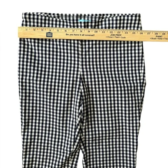 J. McLaughlin Hyana Pants Navy Ivory Gingham Straight Leg Stretch size 12 - Picture 4 of 9